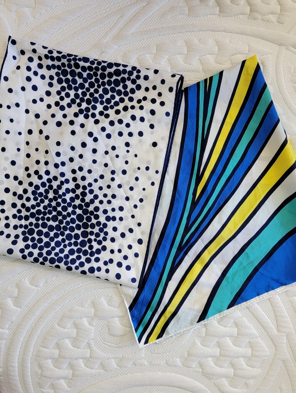 Pair Of Vintage VANA 100% Silk Scarves Colorful Abstract 1 Rectangle 1 Square